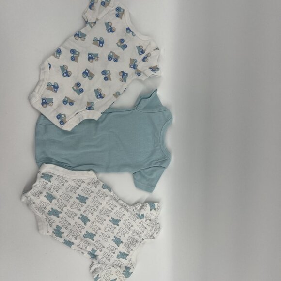 3 Pc Lot BABIES R US Baby Boy One Piece Bodysuit NB Newborn Cotton Blue EUC - Picture 7 of 11
